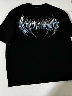 Breathe Divinity Men Graphic Tee - Black with Blue Print Large